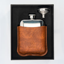 Load image into Gallery viewer, Chrome Hip Flask with leather pouch
